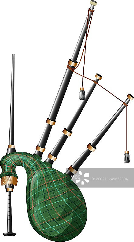 白色背景上的苏格兰风笛图片素材