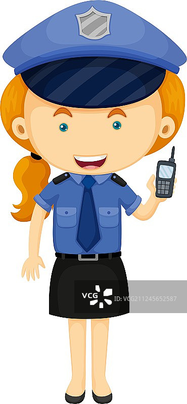 身穿蓝色制服的女警图片素材