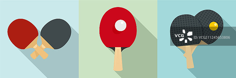 乒乓球图标扁平风格合集图片素材