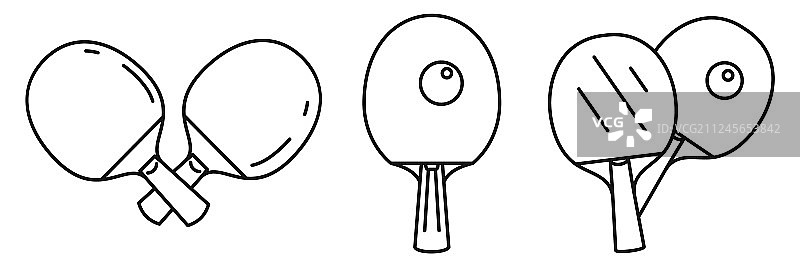 乒乓球运动图标轮廓集图片素材