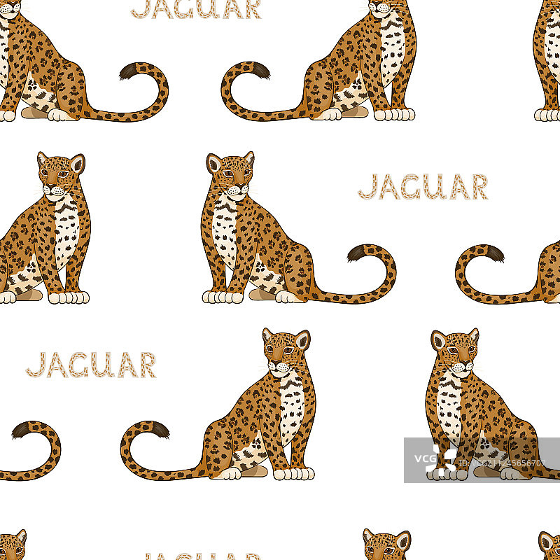 卡通美洲虎无缝图案图片素材