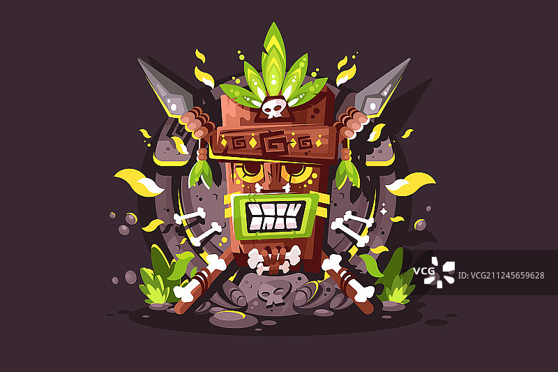 带有骨骼和头骨的魔法图腾图片素材