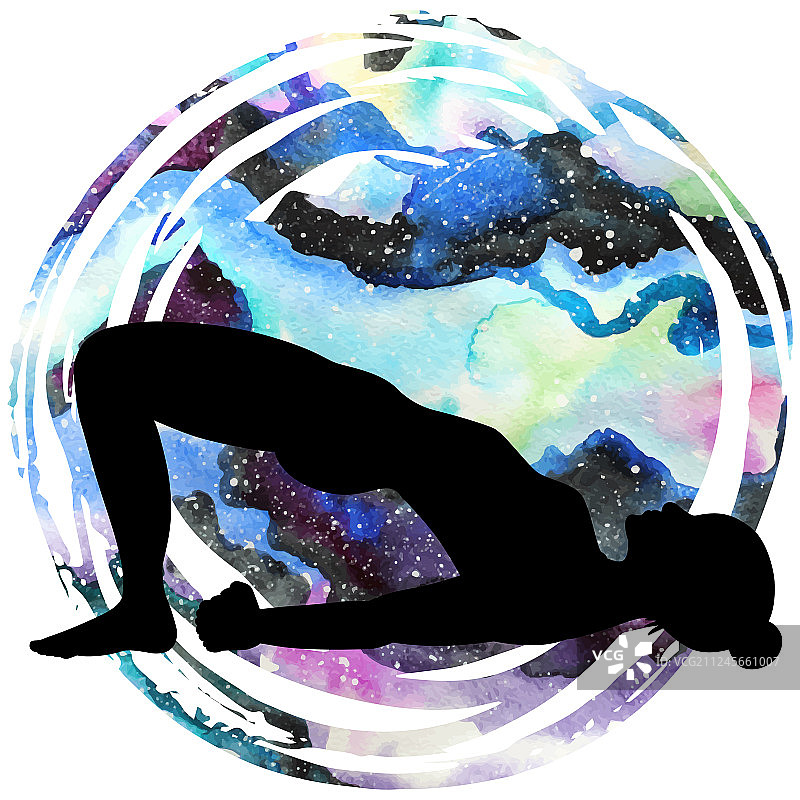 女性剪影桥式瑜伽姿势图片素材