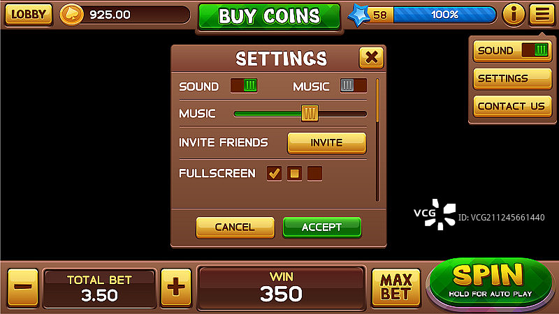 老虎机游戏设置界面图片素材