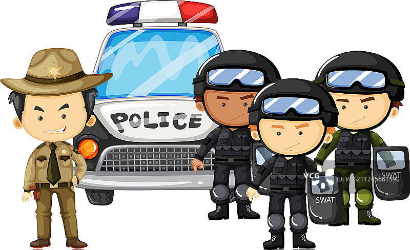 身穿制服的警察和特警队图片素材