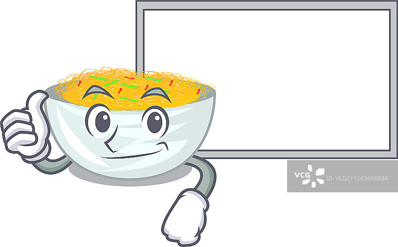 点赞的卡通人物与炒面图片素材