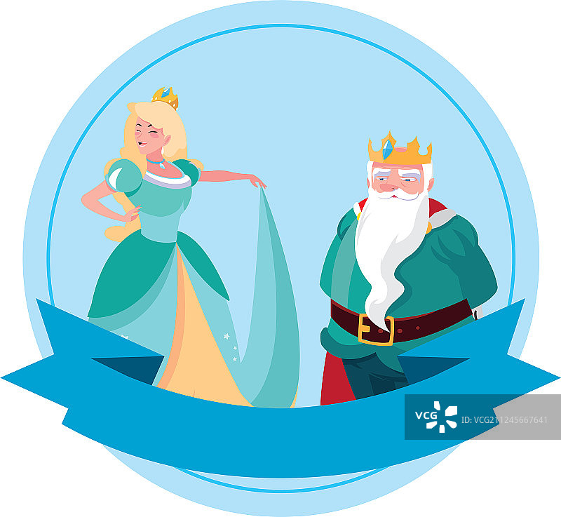 美丽的公主和国王童话人物图片素材