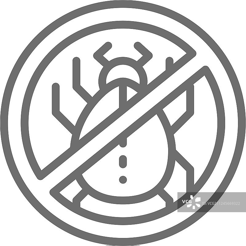 禁止螨虫过敏标志线性图标图片素材