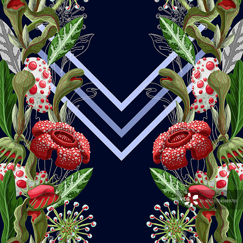 植物捕食者连衣裙无缝设计图片素材