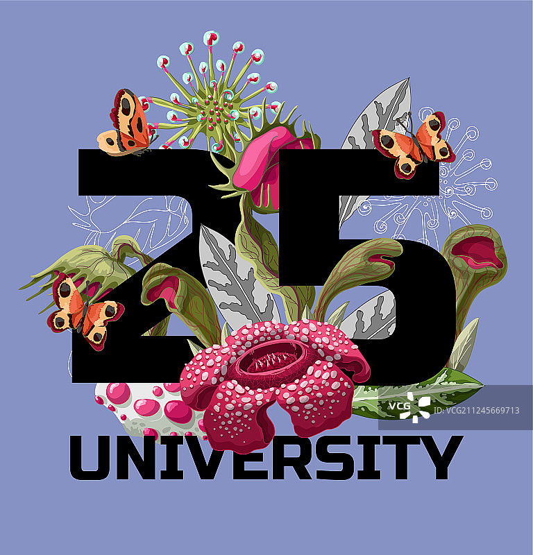 捕食植物花卉T恤印花图片素材