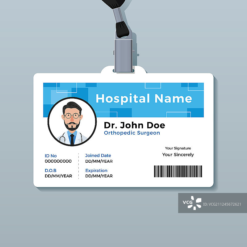 医生身份牌医疗身份卡模板图片素材