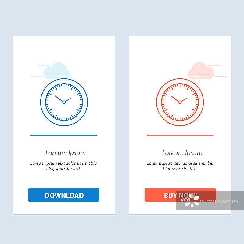 蓝色和红色下载时间手表分钟定时器图片素材
