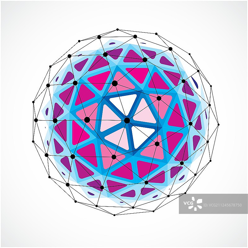 紫色线框低多边形物体图片素材