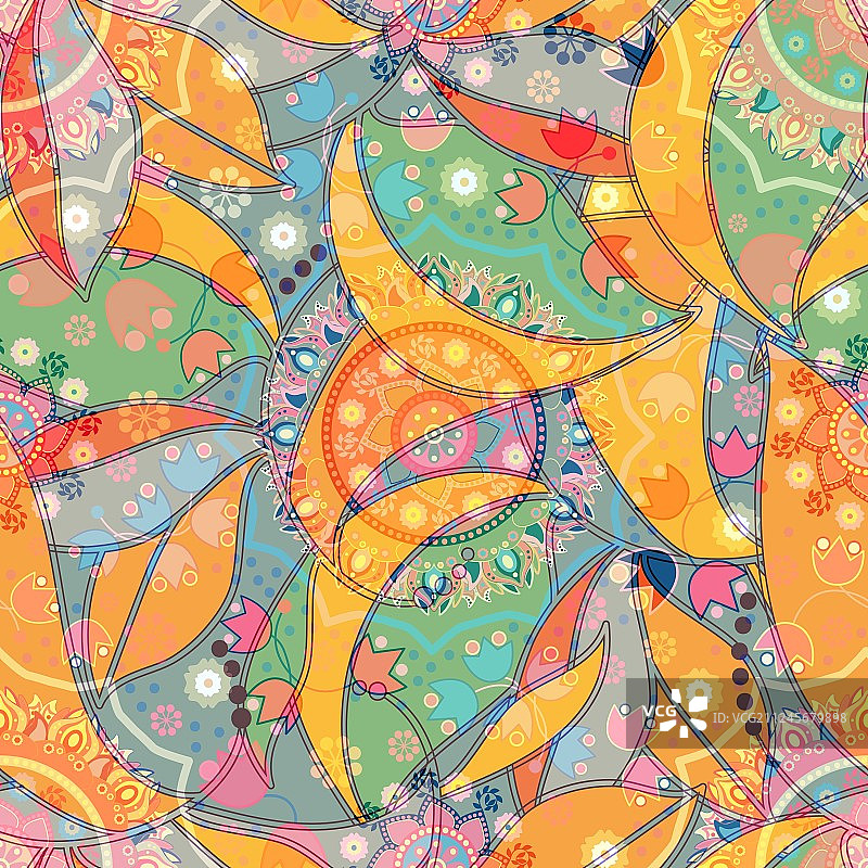 彩色装饰性民族花卉图案图片素材