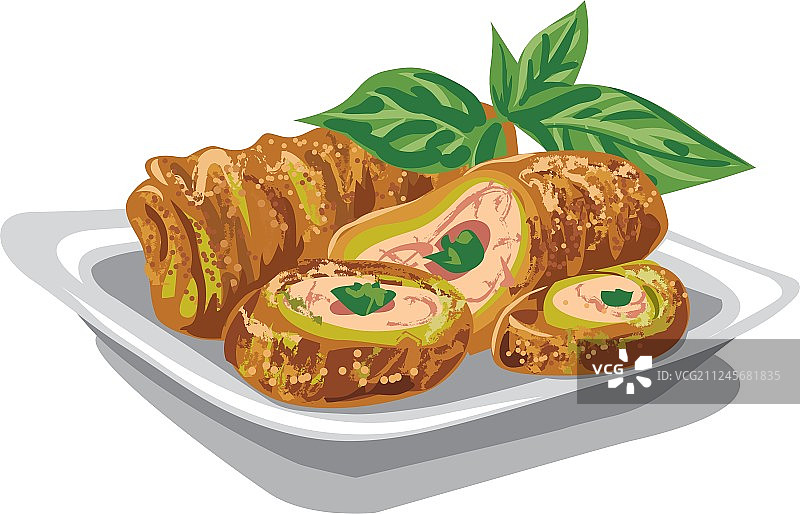 搭配沙拉的鸡肉卷图片素材