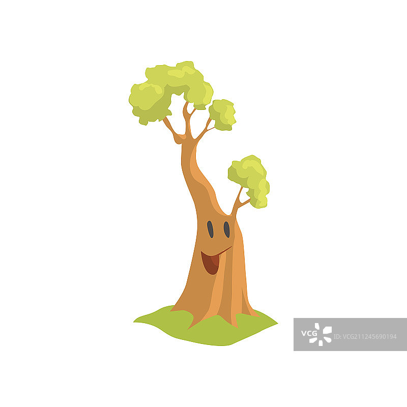 有着快乐表情的拟人化大树图片素材