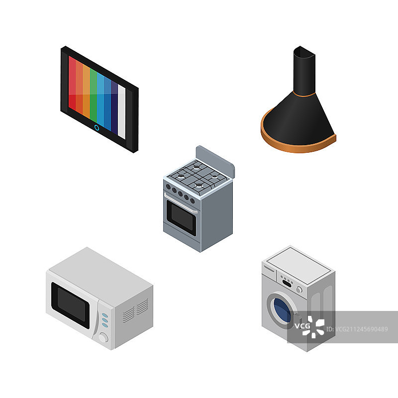 2.5D空气净化器微波炉设备组合图片素材