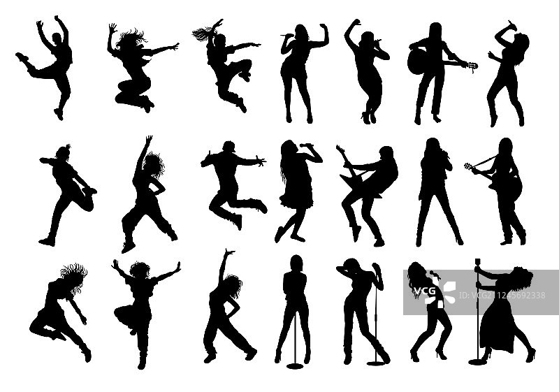 摇滚或流行乐队音乐家剪影图片素材