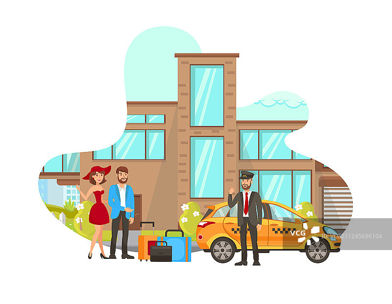 出租车司机迎接顾客图片素材