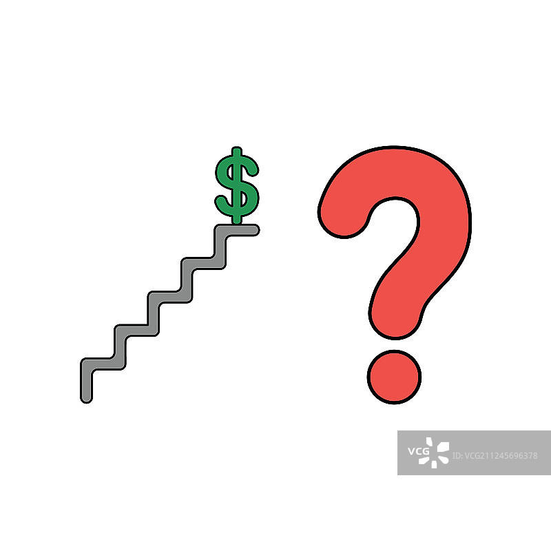 楼梯顶部的美元符号概念图标图片素材