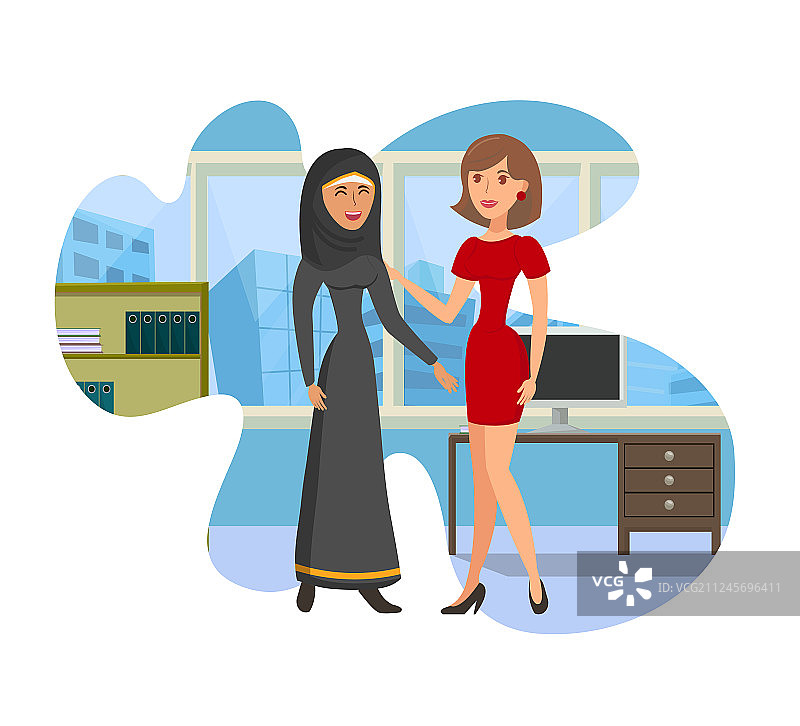 阿拉伯女职员扁平风格图片素材