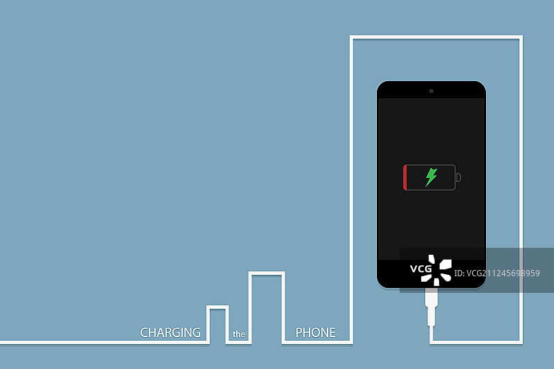 黑色手机用充电宝充电图片素材