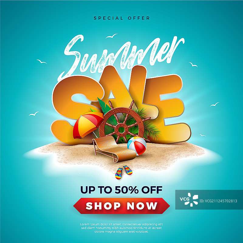 夏季促销设计，配船舵图片素材