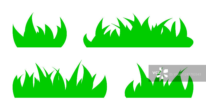 绿色草丛剪影合集图片素材