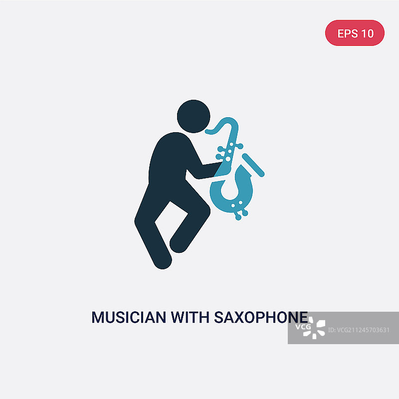 双色音乐家与萨克斯管图标，源自音乐图片素材