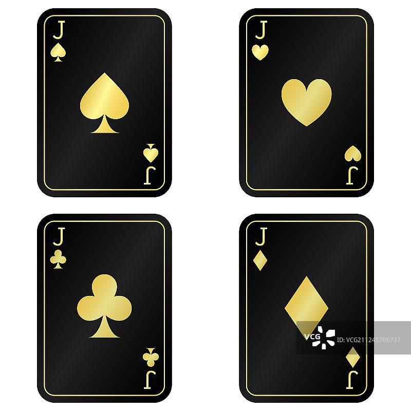 四张黑底金色J牌图片素材