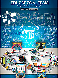 手绘教育信息图宣传册模板图片素材