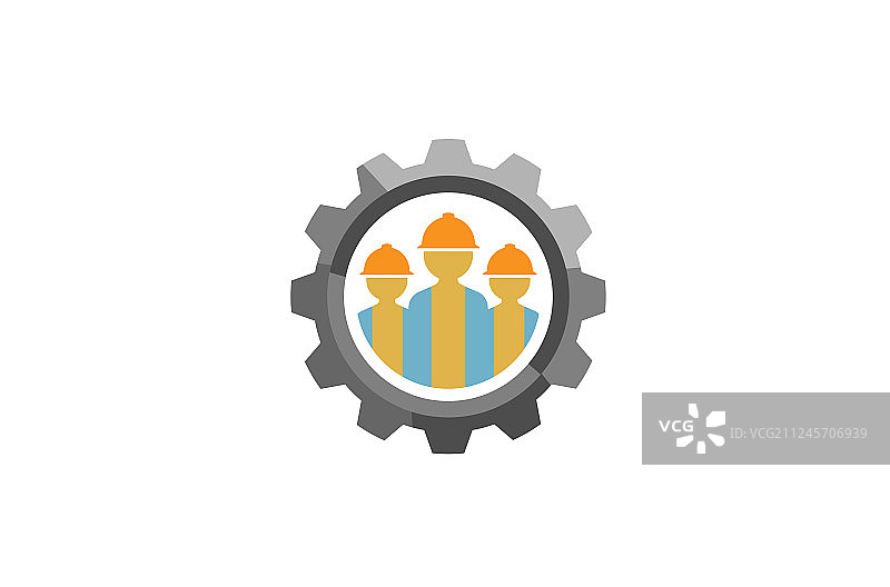 三人团队齿轮创新logo设计图片素材