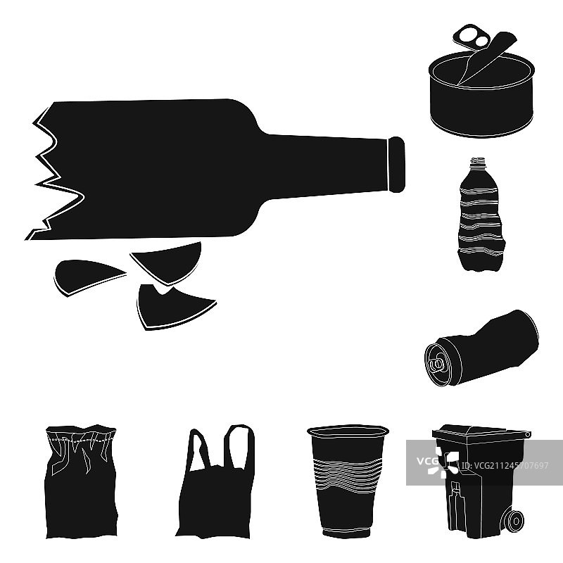垃圾废品隔离对象符号集图片素材