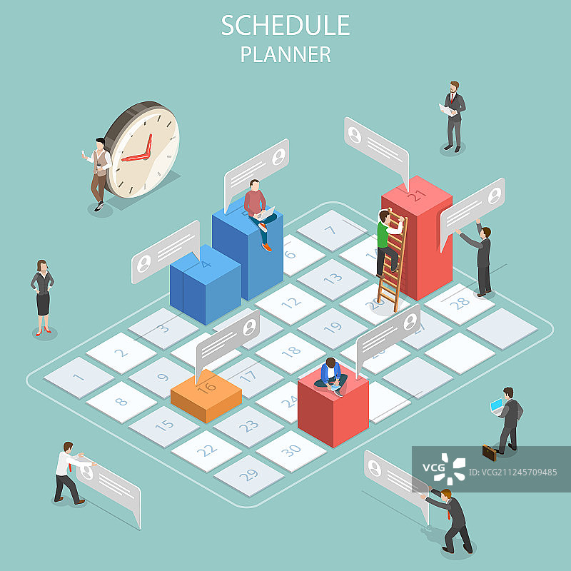 日程计划扁平2.5D概念图片素材