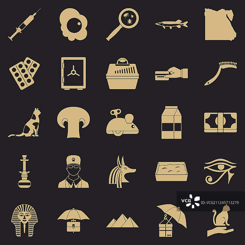 埃及猫图标简约风格合集图片素材