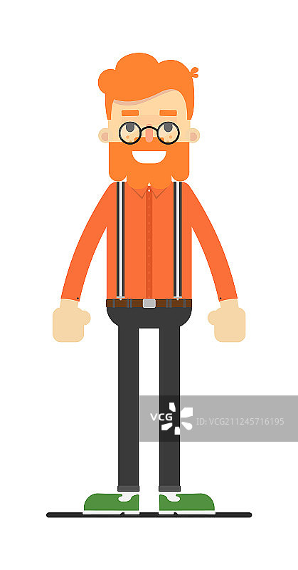 穿着衬衫背带裤的红发时髦男人图片素材