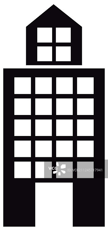 办公楼单色轮廓剪影图片素材