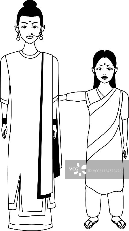 黑色印度家庭头像卡通人物图片素材