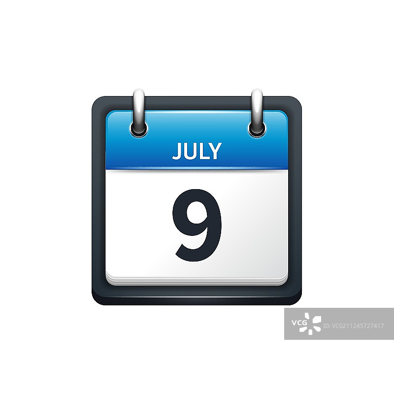 7月9日日历图标（扁平风格）图片素材