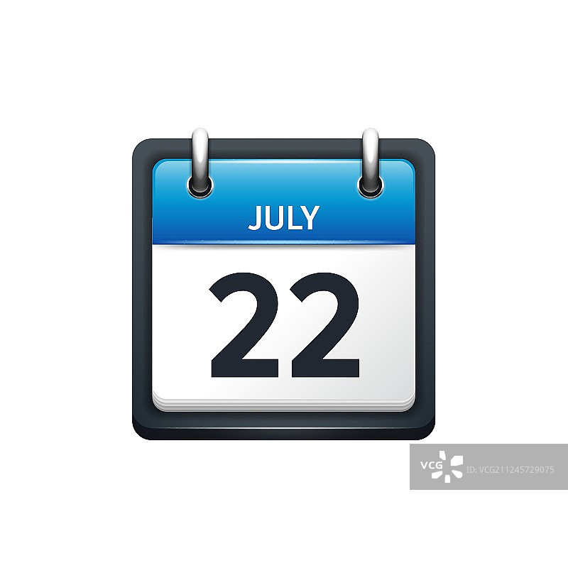 7月22日日历图标（扁平风格）图片素材