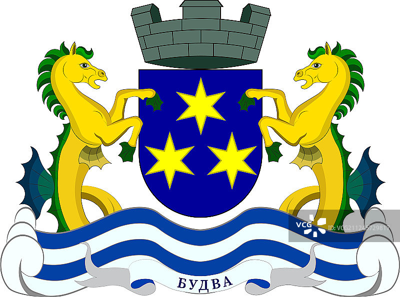 黑山布德瓦市的盾徽图片素材