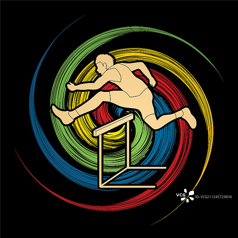 跨栏运动员跨栏运动跑步图形图片素材