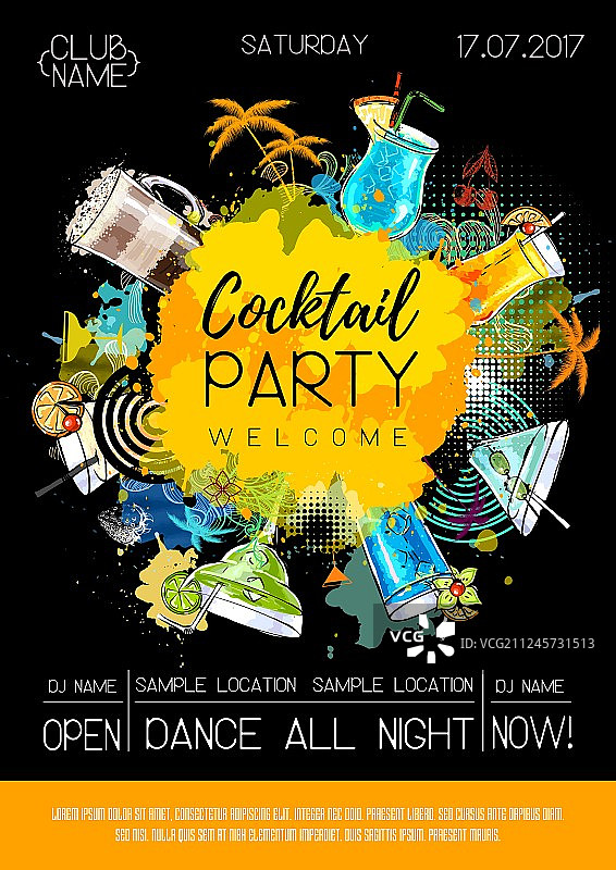 鸡尾酒派对海报设计图片素材