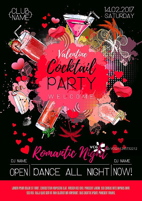 鸡尾酒派对海报设计图片素材