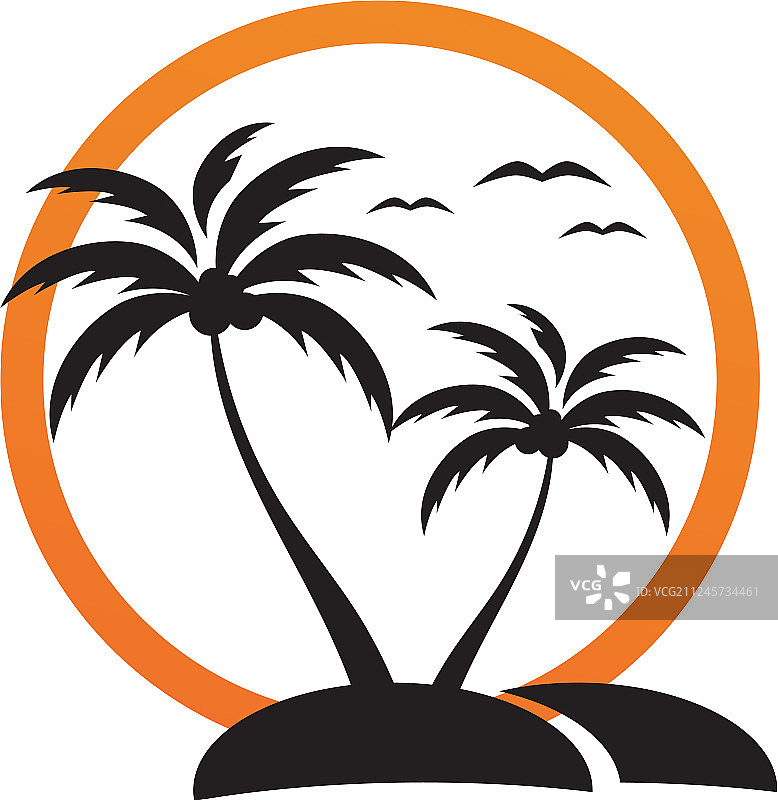 棕榈树夏季标志模板图片素材