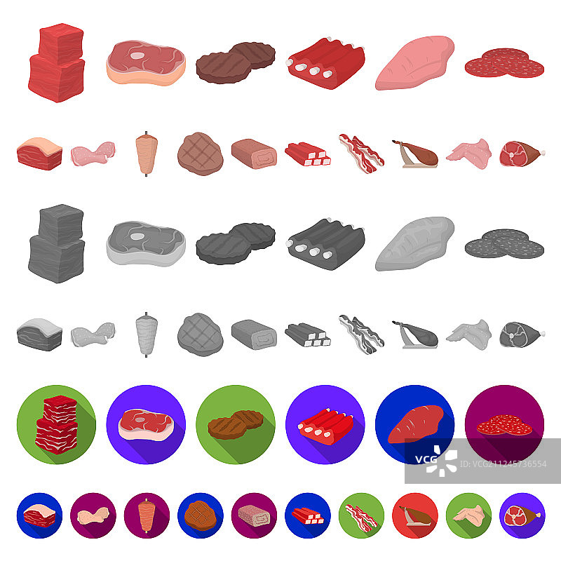 各种肉类卡通图标合集图片素材