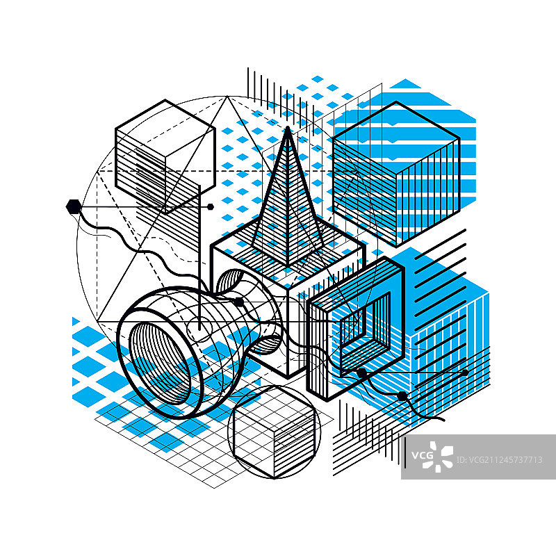 具有线条和点的2.5D抽象背景图片素材