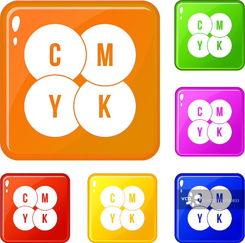 CMYK圆形图标颜色集图片素材