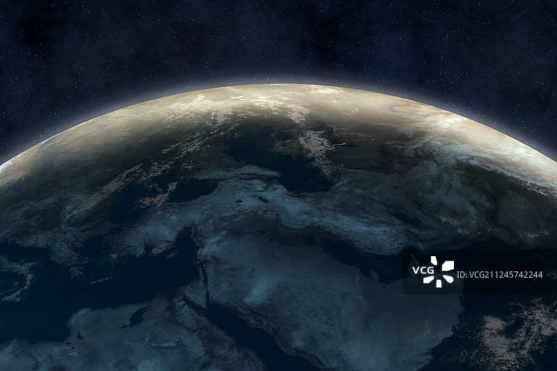 地球与星空，三维渲染图片素材