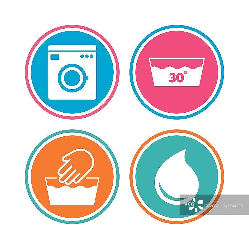 洗涤图标：30度以下机器可洗图片素材